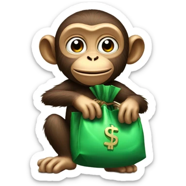 Monkey with moneybag sticker