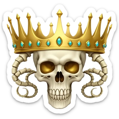 Bone Hydra Emperor – A skeletal hydra with regenerating skulls, each head adorned with crowns stolen from fallen gods. sticker