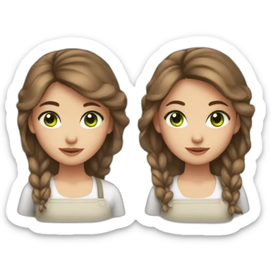 girl with brown hair and green eyes cooking sticker