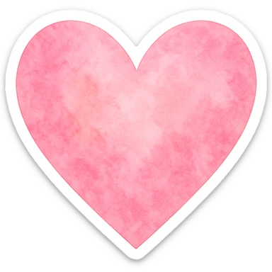 heart with a pink watercolor wash, clean digital illustration, no background sticker