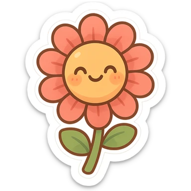 cartoon sticker of a smiling flower in cartoon style, colorful and cheerful, no text, suitable for WhatsApp and Instagram sticker