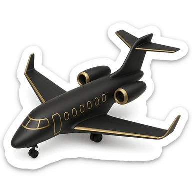 a luxury jet in 3D black style sticker