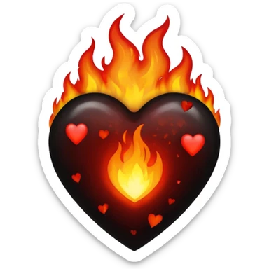 Black heart on fire sticker