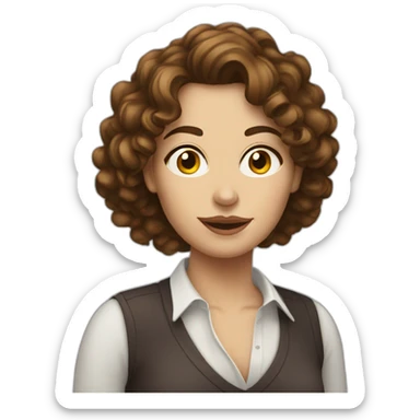 White Woman curly brown hair drinking whisky sticker