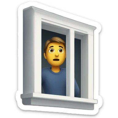 suspicious man looking outside of window of house sticker
