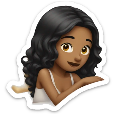 Girl with black hair going to bed sticker