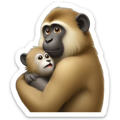 Monkey petting a eurasier sticker