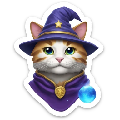 cosmic cat wizard  sticker