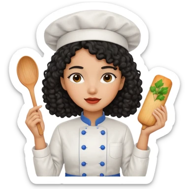 Una chica chef de cabello negro con rulos sticker
