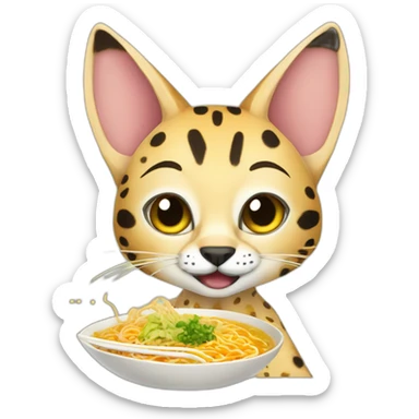 serval eating ramen sticker