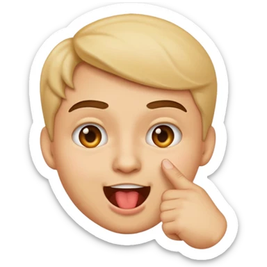 please create an emoji of a face bitting their index finger withn a cheeky expression sticker