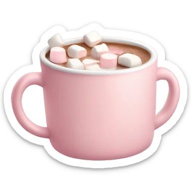 Light Pink mug of hot chocolate with marshmallows  sticker