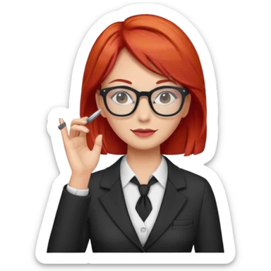 tailor woman with red hair and glasses sticker