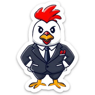 business rooster wearing suit and tie sticker