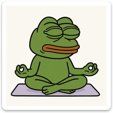 create a pepe doing yoga, white background sticker