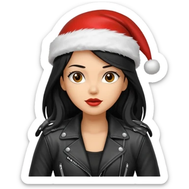 biker girl black long hair moto christmas h2R sticker