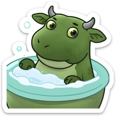 Cow in a bubble bath sticker