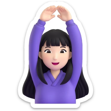 Asian woman with long black straight hair with bangs cheering for Doosan Bears baseball team sticker