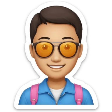 Photorealistic Chinese tourist wearing sunglasses sticker