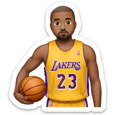 Kanye wearing Lakers basketball jersey sticker