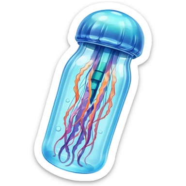 sea jellyfish, plastic bottles sticker