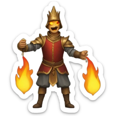 medieval fireeater acting for audience, torso, without the audience sticker