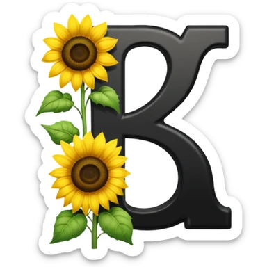 Black capital letter Y with sunflowers sticker