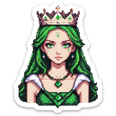 beautiful princess with striking green eyes and a crown sticker