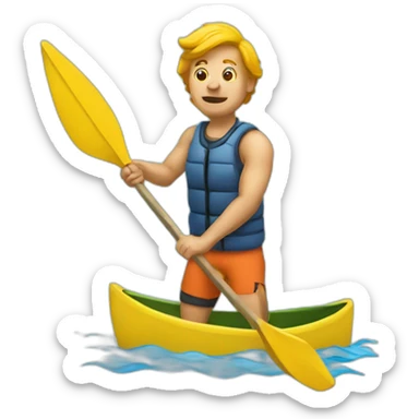 Man smacking fish with kayak paddle sticker