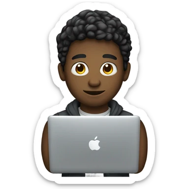 a young man with macbook sticker