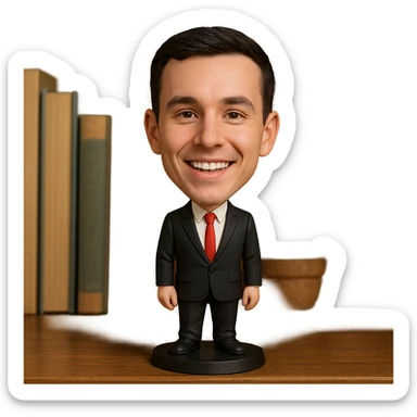 cheerful bobblehead style character sticker
