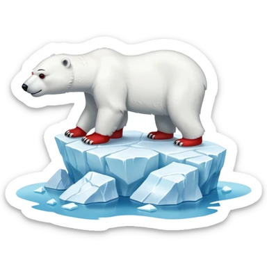 Create a polar bar shooting red lasers out of its eyes on an iceberg with text on the bottom saying “BYE BYE POLAR BEARS” sticker
