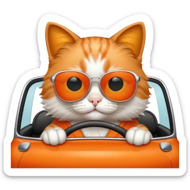 cat driving a car sticker