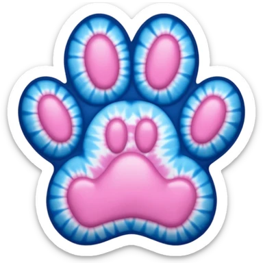 Dog paw print tie die pink and blue  sticker