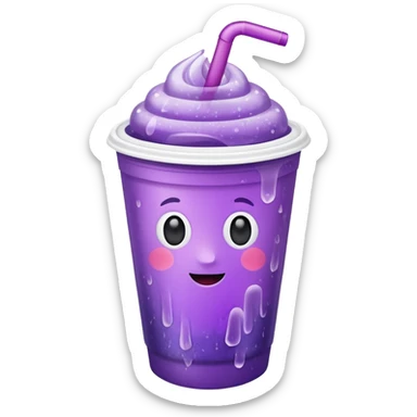 White paper cup filled with purple iced soda sticker