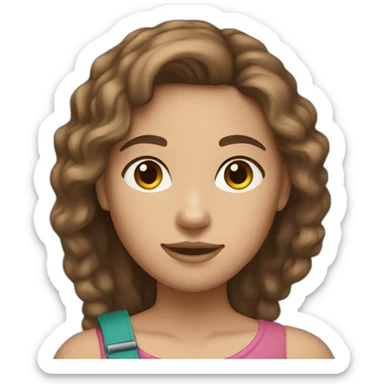 Couple girl with brown hair and a light skin sticker