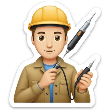 man with a soldering iron sticker