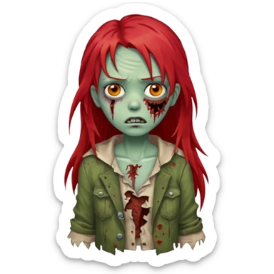 i want a pretty zombie girl emoji with red long hair sticker