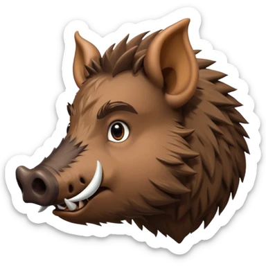 Wild boar face side view with more and more long tusks emoji realistic sticker