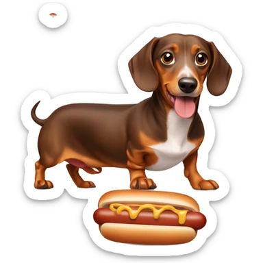 weiner dog with hot dog sticker