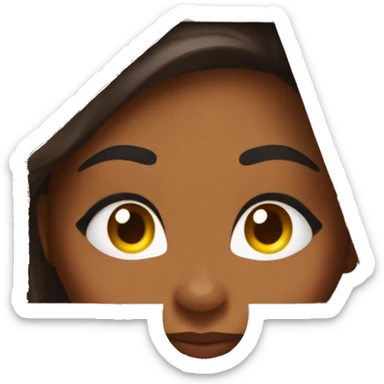 A beautiful brown skin woman with light-tan skin peeks cheerfully from an opening in a large cardboard box, her expression playful and inviting. sticker