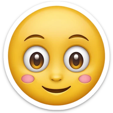 Emoji, yellow round smiling face, big eyes sticker