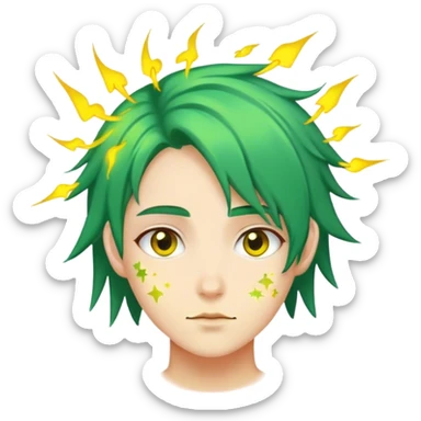 Green hear with yellow sparks  sticker