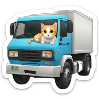 articulated lorry mixed with a very cute cat sticker