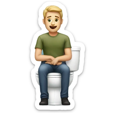 A man sitting on a toilet sticker