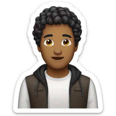 Brown man whit hair black sticker