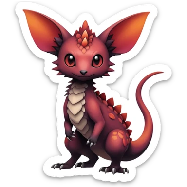 Gothic reddish Dark bright warm-gradient edgy exotic painted Fakémon-Pokémon-Trico-Vernid-creature sticker