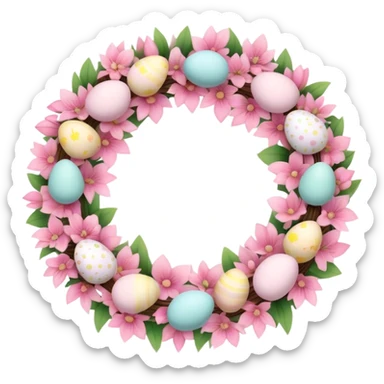 Pastel pink Easter wreath sticker