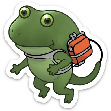 Frog with jet pack sticker