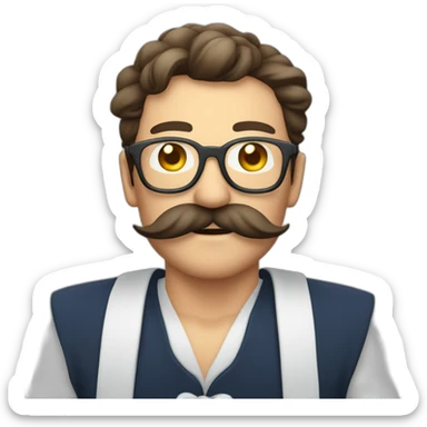 glasses and mustache man searing sailor Sarturn costume sticker